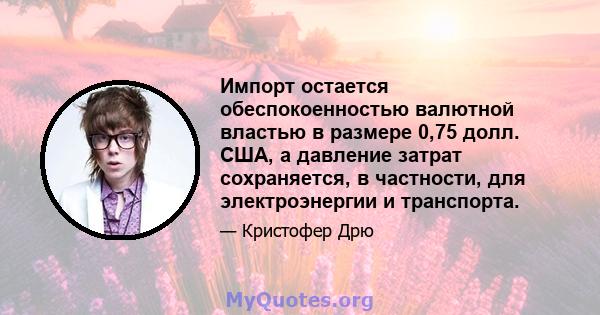 Импорт остается обеспокоенностью валютной властью в размере 0,75 долл. США, а давление затрат сохраняется, в частности, для электроэнергии и транспорта.