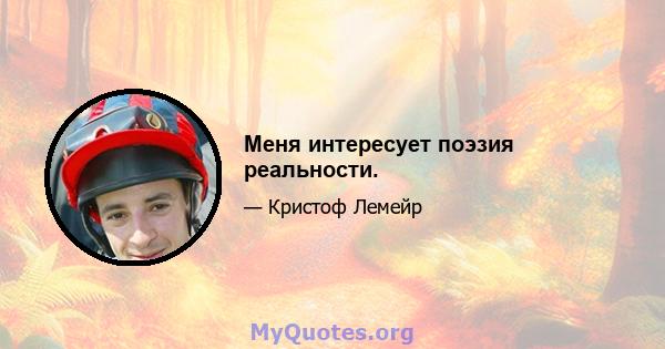 Меня интересует поэзия реальности.