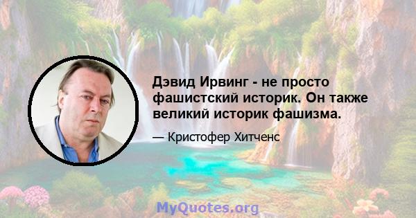 Дэвид Ирвинг - не просто фашистский историк. Он также великий историк фашизма.