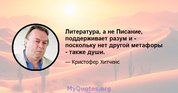 Литература, а не Писание, поддерживает разум и - поскольку нет другой метафоры - также души.