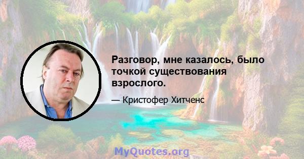 Разговор, мне казалось, было точкой существования взрослого.