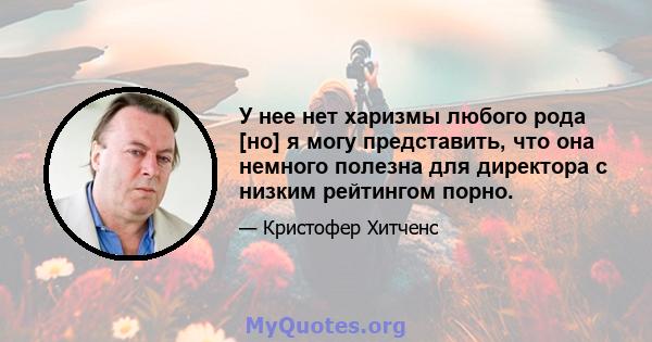 У нее нет харизмы любого рода [но] я могу представить, что она немного полезна для директора с низким рейтингом порно.