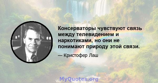 Консерваторы чувствуют связь между телевидением и наркотиками, но они не понимают природу этой связи.