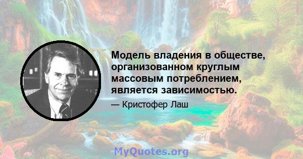 Модель владения в обществе, организованном круглым массовым потреблением, является зависимостью.