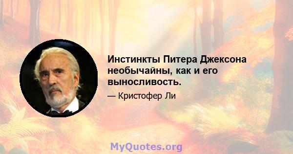 Инстинкты Питера Джексона необычайны, как и его выносливость.