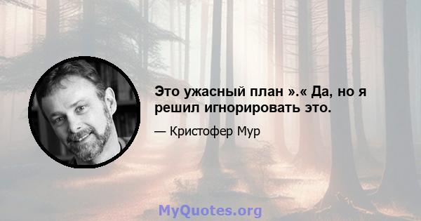 Это ужасный план ».« Да, но я решил игнорировать это.