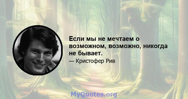 Если мы не мечтаем о возможном, возможно, никогда не бывает.