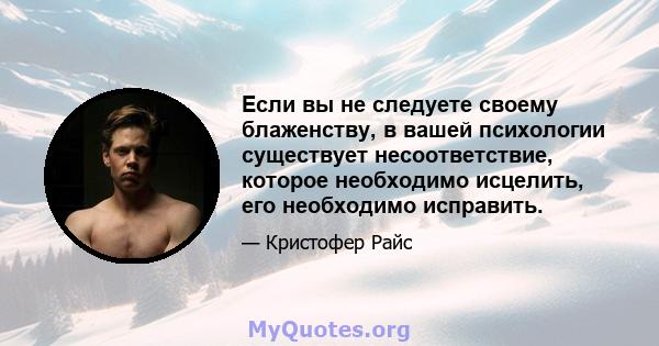 Если вы не следуете своему блаженству, в вашей психологии существует несоответствие, которое необходимо исцелить, его необходимо исправить.