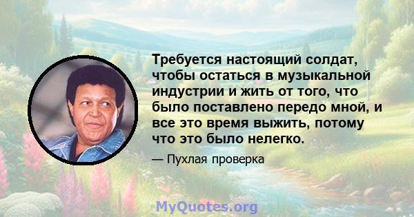 Требуется настоящий солдат, чтобы остаться в музыкальной индустрии и жить от того, что было поставлено передо мной, и все это время выжить, потому что это было нелегко.