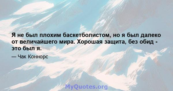 Я не был плохим баскетболистом, но я был далеко от величайшего мира. Хорошая защита, без обид - это был я.