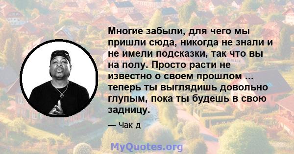 Многие забыли, для чего мы пришли сюда, никогда не знали и не имели подсказки, так что вы на полу. Просто расти не известно о своем прошлом ... теперь ты выглядишь довольно глупым, пока ты будешь в свою задницу.