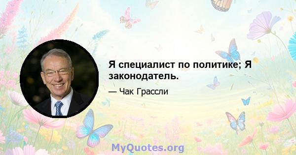 Я специалист по политике; Я законодатель.