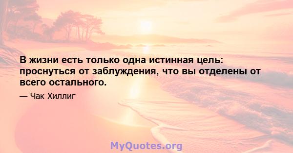 В жизни есть только одна истинная цель: проснуться от заблуждения, что вы отделены от всего остального.