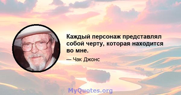 Каждый персонаж представлял собой черту, которая находится во мне.