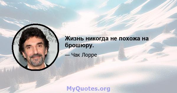 Жизнь никогда не похожа на брошюру.