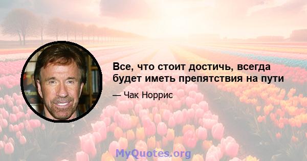 Все, что стоит достичь, всегда будет иметь препятствия на пути