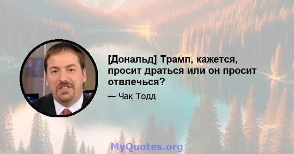 [Дональд] Трамп, кажется, просит драться или он просит отвлечься?