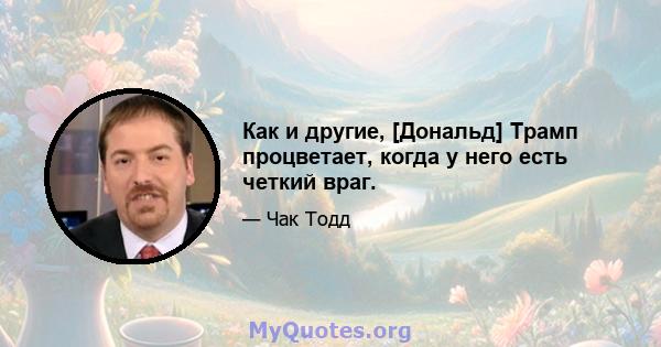 Как и другие, [Дональд] Трамп процветает, когда у него есть четкий враг.