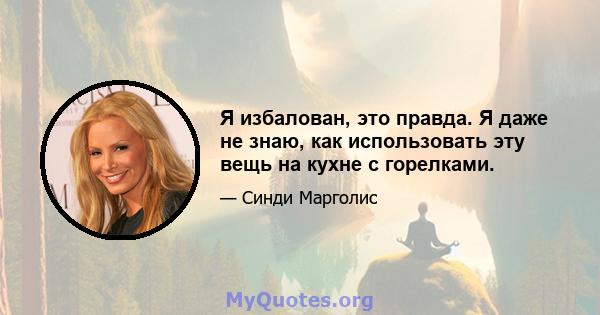 Я избалован, это правда. Я даже не знаю, как использовать эту вещь на кухне с горелками.