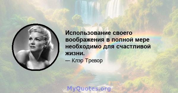 Использование своего воображения в полной мере необходимо для счастливой жизни.