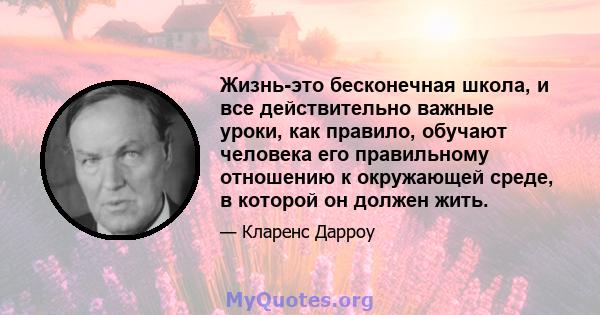 Жизнь-это бесконечная школа, и все действительно важные уроки, как правило, обучают человека его правильному отношению к окружающей среде, в которой он должен жить.