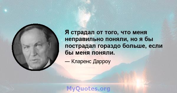 Я страдал от того, что меня неправильно поняли, но я бы пострадал гораздо больше, если бы меня поняли.