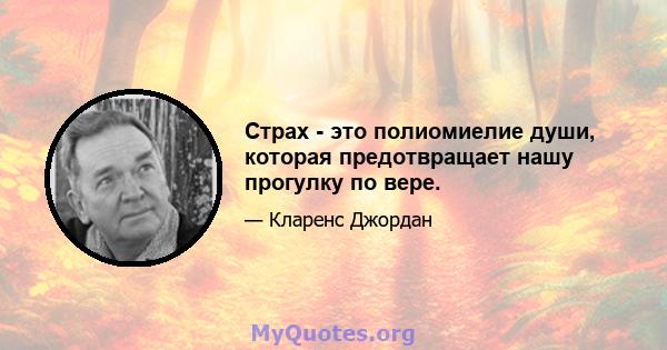 Страх - это полиомиелие души, которая предотвращает нашу прогулку по вере.