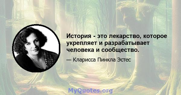 История - это лекарство, которое укрепляет и разрабатывает человека и сообщество.