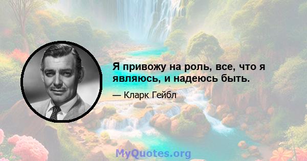 Я привожу на роль, все, что я являюсь, и надеюсь быть.