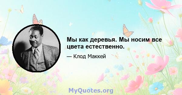 Мы как деревья. Мы носим все цвета естественно.