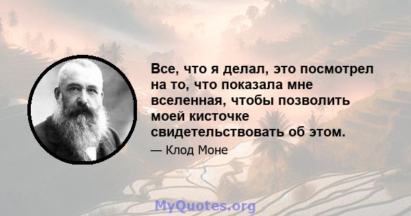 Все, что я делал, это посмотрел на то, что показала мне вселенная, чтобы позволить моей кисточке свидетельствовать об этом.