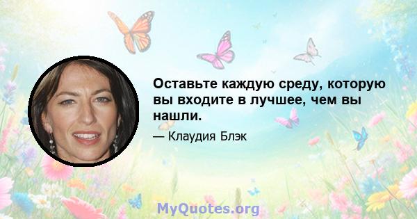 Оставьте каждую среду, которую вы входите в лучшее, чем вы нашли.