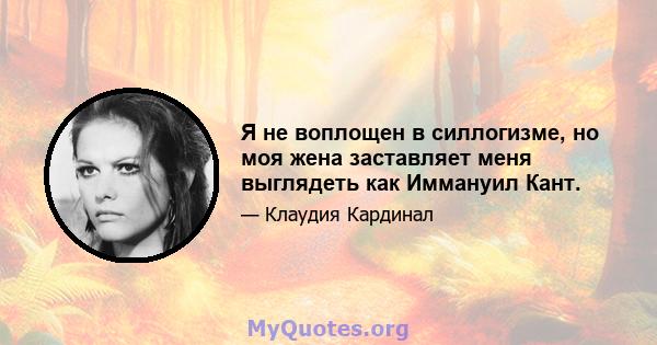 Я не воплощен в силлогизме, но моя жена заставляет меня выглядеть как Иммануил Кант.