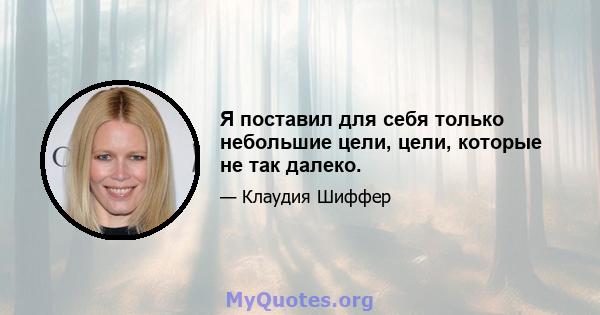 Я поставил для себя только небольшие цели, цели, которые не так далеко.