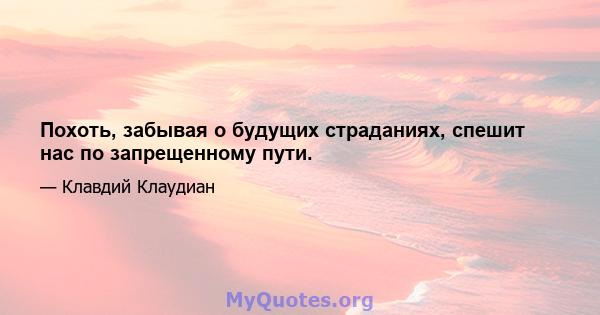 Похоть, забывая о будущих страданиях, спешит нас по запрещенному пути.