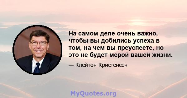 На самом деле очень важно, чтобы вы добились успеха в том, на чем вы преуспеете, но это не будет мерой вашей жизни.