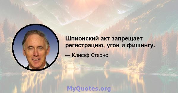 Шпионский акт запрещает регистрацию, угон и фишингу.