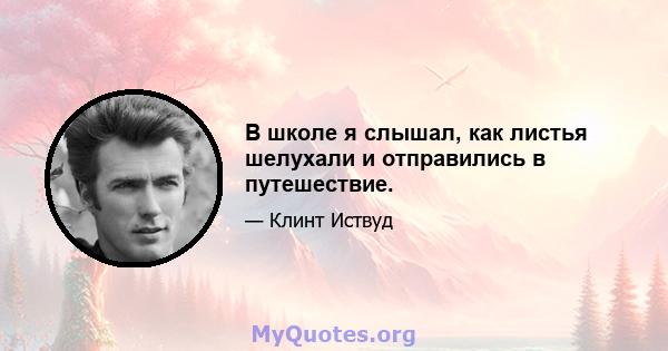 В школе я слышал, как листья шелухали и отправились в путешествие.