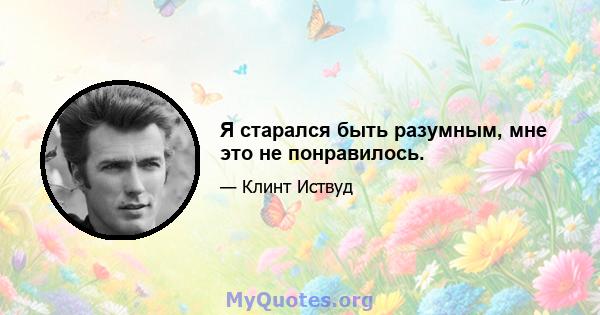 Я старался быть разумным, мне это не понравилось.