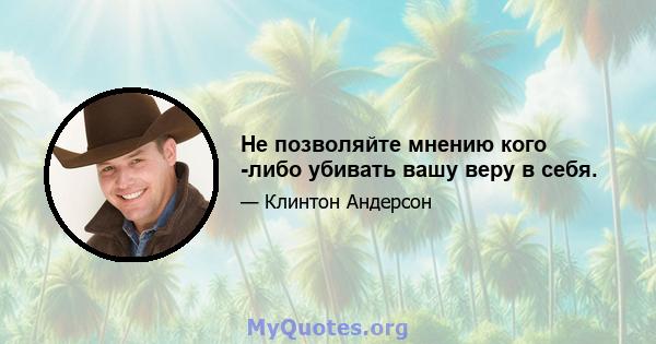 Не позволяйте мнению кого -либо убивать вашу веру в себя.