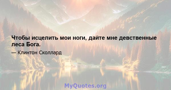 Чтобы исцелить мои ноги, дайте мне девственные леса Бога.