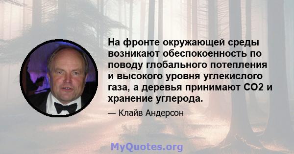 На фронте окружающей среды возникают обеспокоенность по поводу глобального потепления и высокого уровня углекислого газа, а деревья принимают CO2 и хранение углерода.