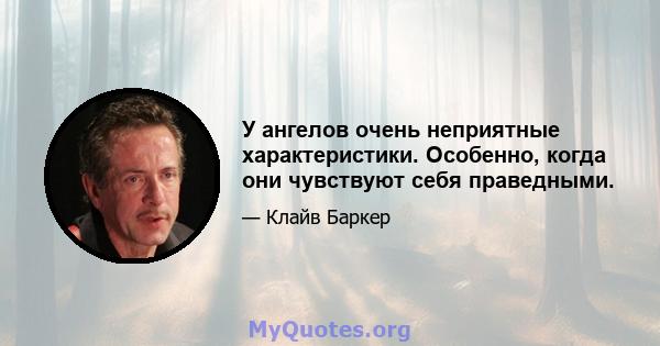 У ангелов очень неприятные характеристики. Особенно, когда они чувствуют себя праведными.