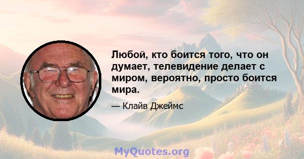 Любой, кто боится того, что он думает, телевидение делает с миром, вероятно, просто боится мира.