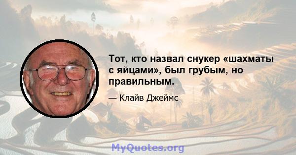 Тот, кто назвал снукер «шахматы с яйцами», был грубым, но правильным.