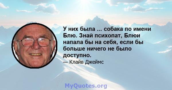 У них была ... собака по имени Блю. Знай психопат, Блюи напала бы на себя, если бы больше ничего не было доступно.