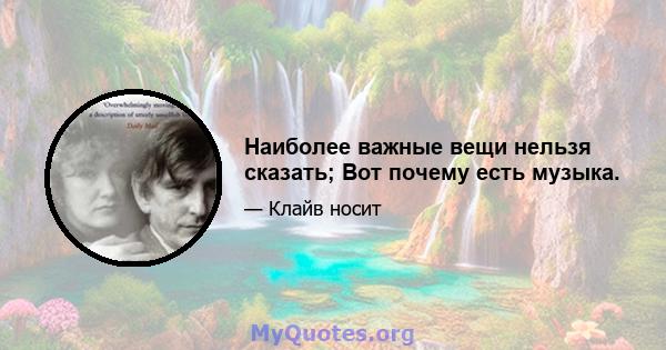 Наиболее важные вещи нельзя сказать; Вот почему есть музыка.