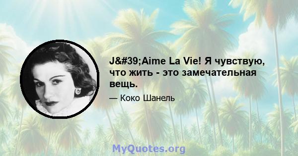 J'Aime La Vie! Я чувствую, что жить - это замечательная вещь.