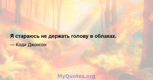 Я стараюсь не держать голову в облаках.