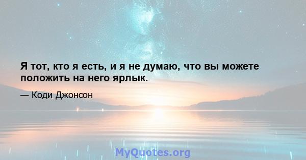 Я тот, кто я есть, и я не думаю, что вы можете положить на него ярлык.